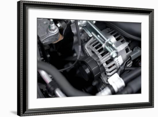 Generator And Fan Belt In A Car Engine-Gudella-Framed Art Print