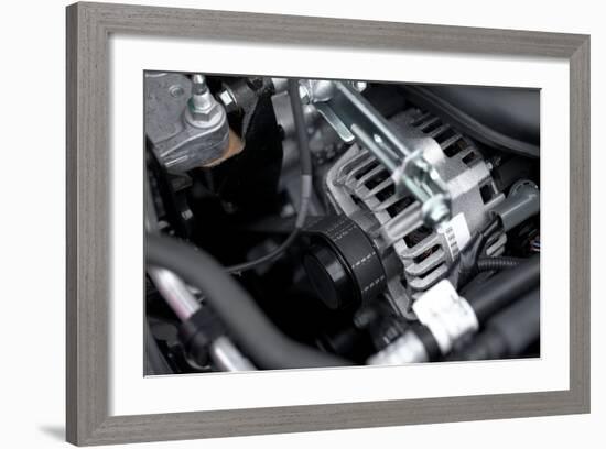 Generator And Fan Belt In A Car Engine-Gudella-Framed Art Print