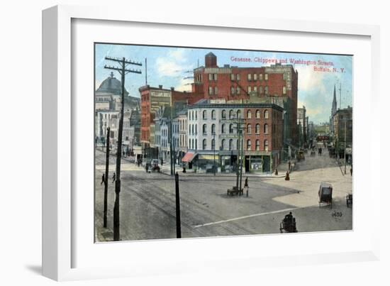 Genesse, Chippewa and Washington Streets, Buffalo, New York, USA, C1910-null-Framed Giclee Print