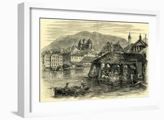 Geneva and the Rhone Switzerland-null-Framed Giclee Print