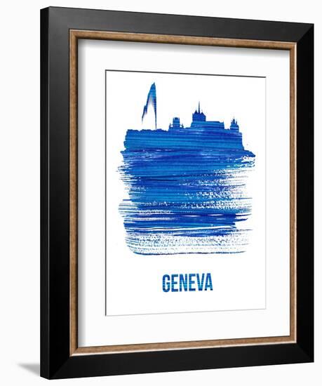 Geneva Skyline Brush Stroke - Blue-NaxArt-Framed Art Print