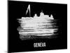 Geneva Skyline Brush Stroke - White-NaxArt-Mounted Art Print