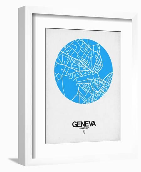 Geneva Street Map Blue-NaxArt-Framed Premium Giclee Print