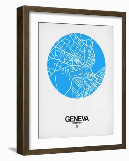 Geneva Street Map Blue-NaxArt-Framed Art Print