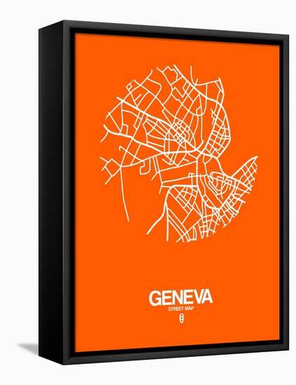 Geneva Street Map Orange-NaxArt-Framed Stretched Canvas