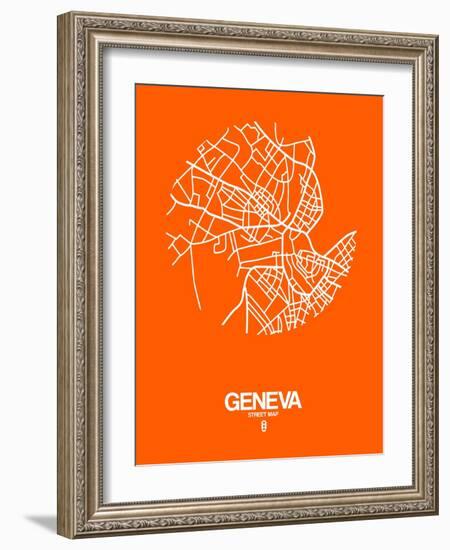 Geneva Street Map Orange-NaxArt-Framed Art Print