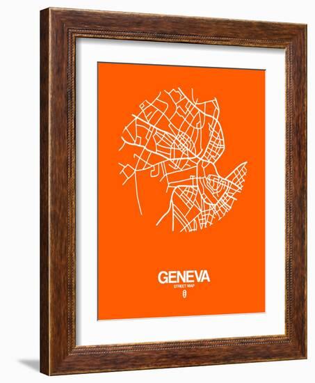 Geneva Street Map Orange-NaxArt-Framed Art Print