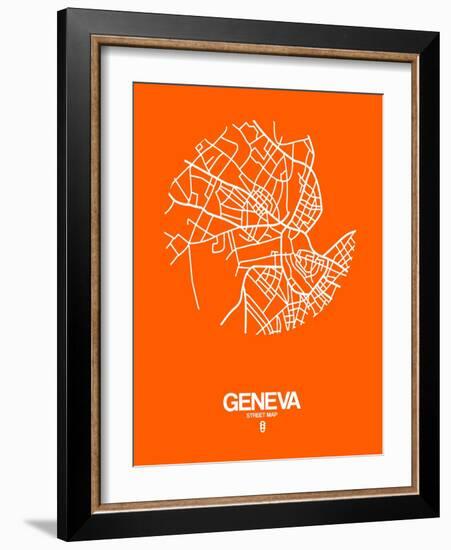 Geneva Street Map Orange-NaxArt-Framed Art Print