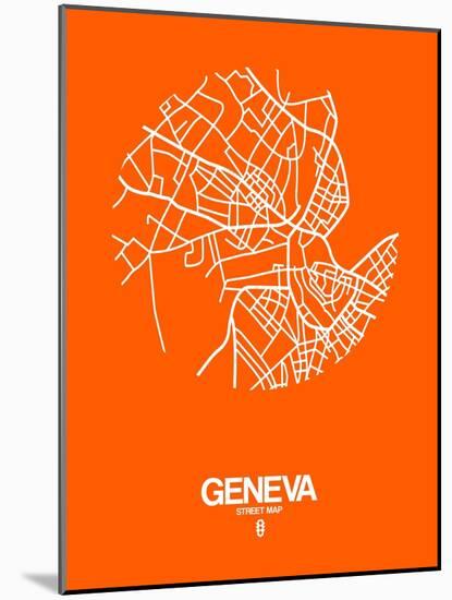 Geneva Street Map Orange-NaxArt-Mounted Art Print