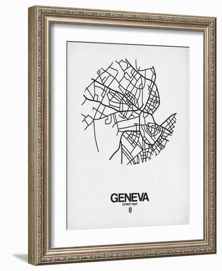 Geneva Street Map White-NaxArt-Framed Art Print