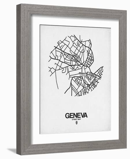 Geneva Street Map White-NaxArt-Framed Art Print