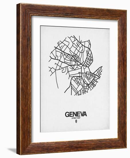 Geneva Street Map White-NaxArt-Framed Art Print