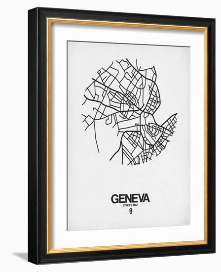 Geneva Street Map White-NaxArt-Framed Art Print