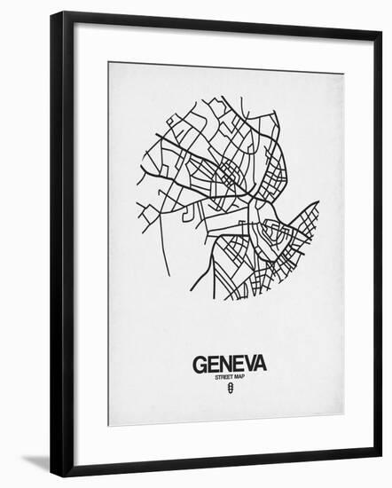 Geneva Street Map White-NaxArt-Framed Art Print