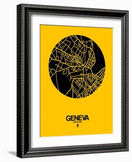 Geneva Street Map Yellow-NaxArt-Framed Art Print