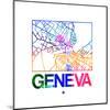 Geneva Watercolor Street Map-NaxArt-Mounted Art Print