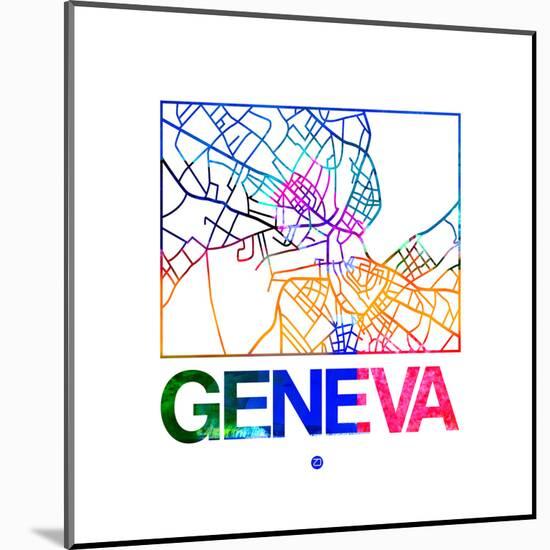 Geneva Watercolor Street Map-NaxArt-Mounted Art Print