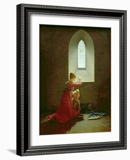 Genevieve of Brabant Baptising Her Son in Prison-Jean Baptiste Mallet-Framed Giclee Print