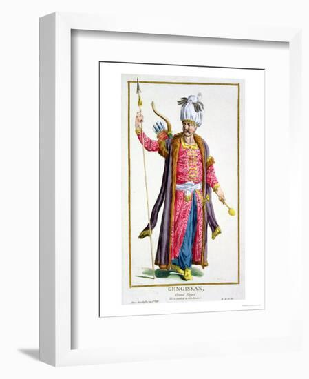 Genghis Khan from Receuil Des Estampes, Representant Les Rangs Et Les Dignites-Pierre Duflos-Framed Premium Giclee Print