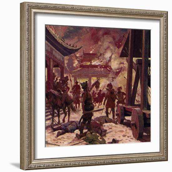 Genghis Khan Killed the Population of Pekin and Razed the City to the Ground-Alberto Salinas-Framed Giclee Print