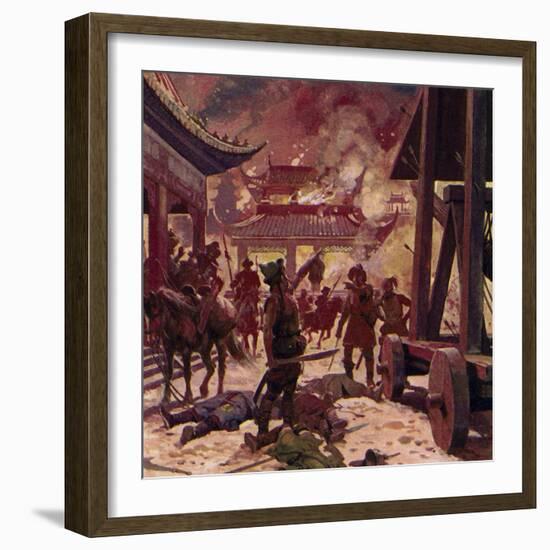 Genghis Khan Killed the Population of Pekin and Razed the City to the Ground-Alberto Salinas-Framed Giclee Print