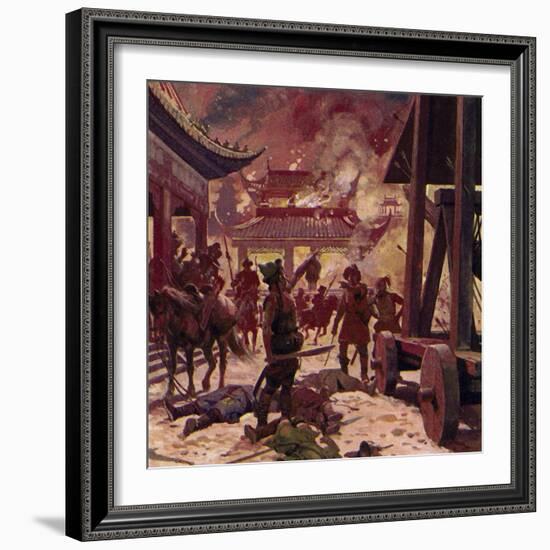 Genghis Khan Killed the Population of Pekin and Razed the City to the Ground-Alberto Salinas-Framed Giclee Print