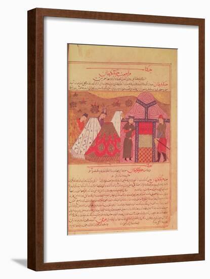 Genghis Khan Outside His Tent, from a Book by Rashid Ad-Din (1247-1318)-null-Framed Giclee Print