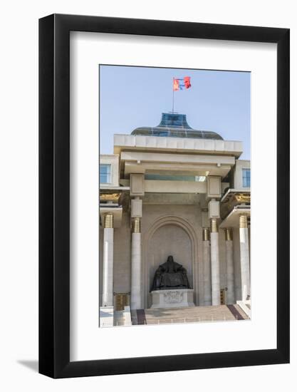 Genghis Khan statue at the Government Palace, Ulan Bator, Mongolia, Central Asia, Asia-Francesco Vaninetti-Framed Photographic Print