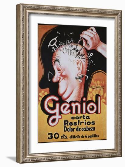 Geniol Poster with a Pierced Head-Achille Mauzan-Framed Giclee Print