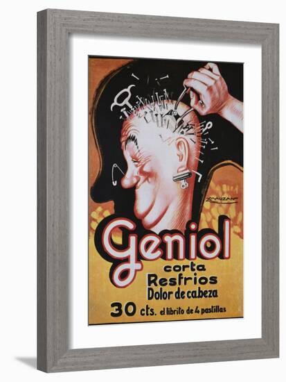 Geniol Poster with a Pierced Head-Achille Mauzan-Framed Giclee Print