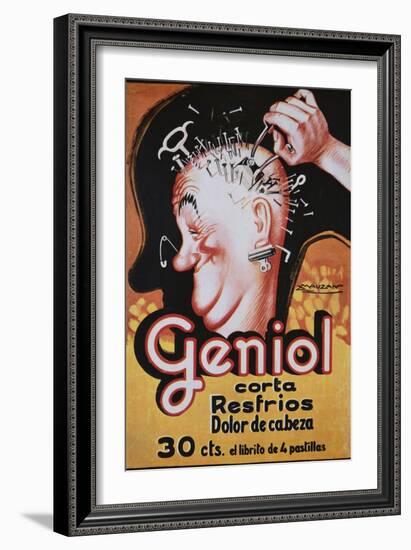 Geniol Poster with a Pierced Head-Achille Mauzan-Framed Giclee Print