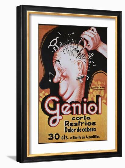 Geniol Poster with a Pierced Head-Achille Mauzan-Framed Giclee Print