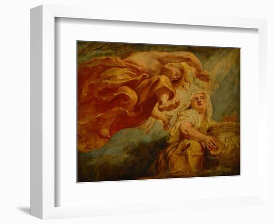 Genius Crowning Religion, Sketch for the Center of the Apotheosis of King James I-Peter Paul Rubens-Framed Giclee Print