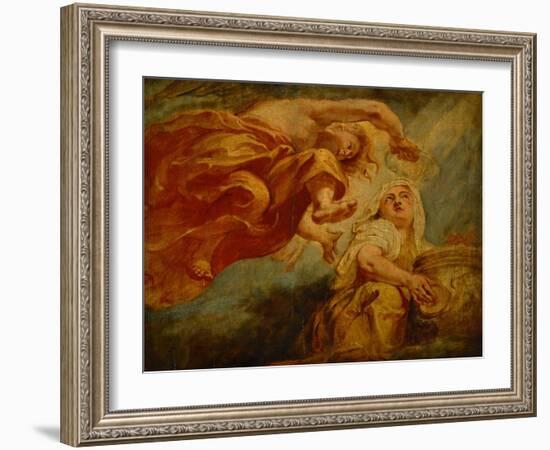 Genius Crowning Religion, Sketch for the Center of the Apotheosis of King James I-Peter Paul Rubens-Framed Giclee Print