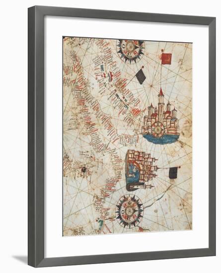 Genoa and Venice, from the Nautical Atlas by Joan Martines, 1571-null-Framed Giclee Print