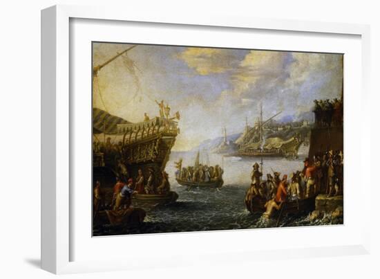 Genoese Troops Boarding Galen in Port of Genoa-Cornelis De Wael-Framed Giclee Print