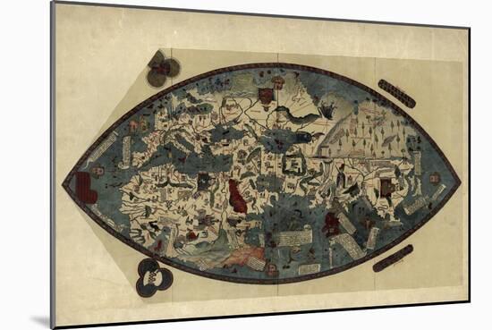 Genoese World Map, 1450-Library of Congress-Mounted Photographic Print