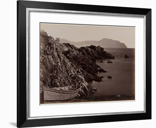 Genova: Fishing Boat on the Beach of Nevi, 1870-80-August Alfred Noack-Framed Photographic Print