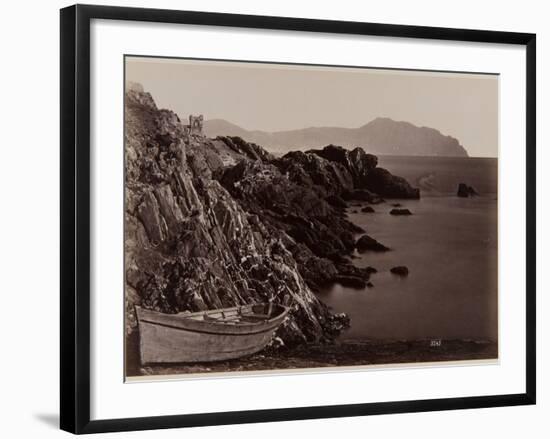 Genova: Fishing Boat on the Beach of Nevi, 1870-80-August Alfred Noack-Framed Photographic Print