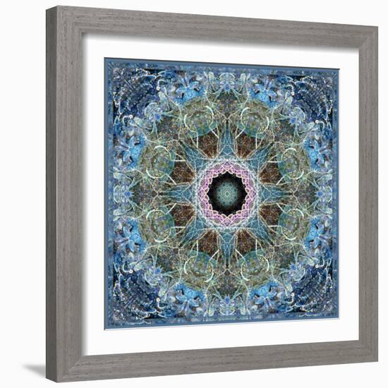 Gentle Blue Frosted Leafes in the Forest Mandala-Alaya Gadeh-Framed Photographic Print