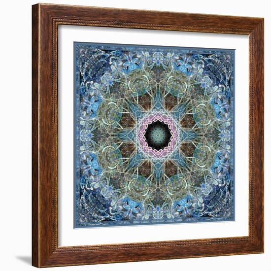 Gentle Blue Frosted Leafes in the Forest Mandala-Alaya Gadeh-Framed Photographic Print