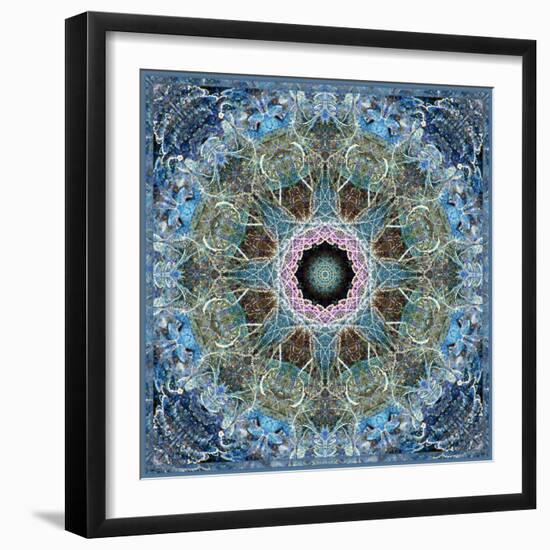 Gentle Blue Frosted Leafes in the Forest Mandala-Alaya Gadeh-Framed Photographic Print