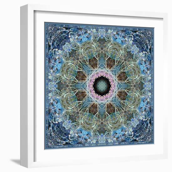 Gentle Blue Frosted Leafes in the Forest Mandala-Alaya Gadeh-Framed Photographic Print