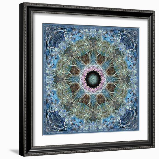 Gentle Blue Frosted Leafes in the Forest Mandala-Alaya Gadeh-Framed Photographic Print