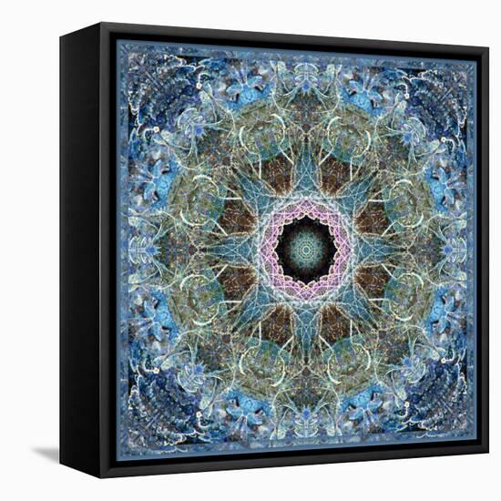 Gentle Blue Frosted Leafes in the Forest Mandala-Alaya Gadeh-Framed Premier Image Canvas