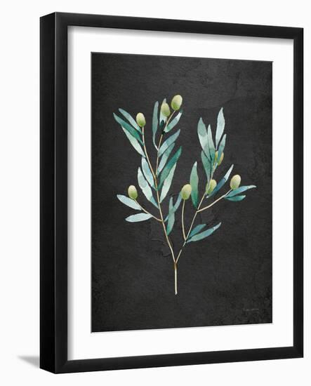 Gentle Olive Branch on Black-Mercedes Lopez Charro-Framed Art Print