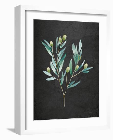 Gentle Olive Branch on Black-Mercedes Lopez Charro-Framed Art Print