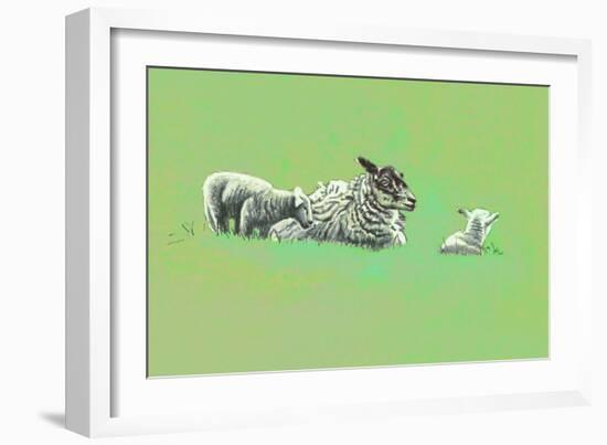 Gentle Spirits, VIII, 2022, (graphie & coloured pencil)-Helen White-Framed Giclee Print