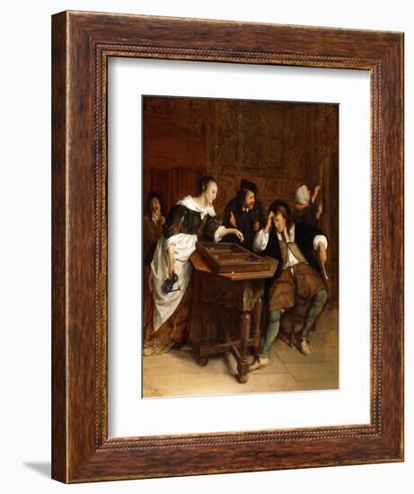 Gentlefolk Playing Backgammon in an Interior-Steen Jan-Framed Giclee Print