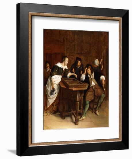 Gentlefolk Playing Backgammon in an Interior-Steen Jan-Framed Giclee Print